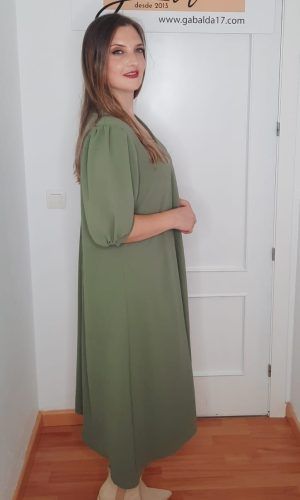 Vestido básico verde.Comprar vestido midi básico.Gabalda17