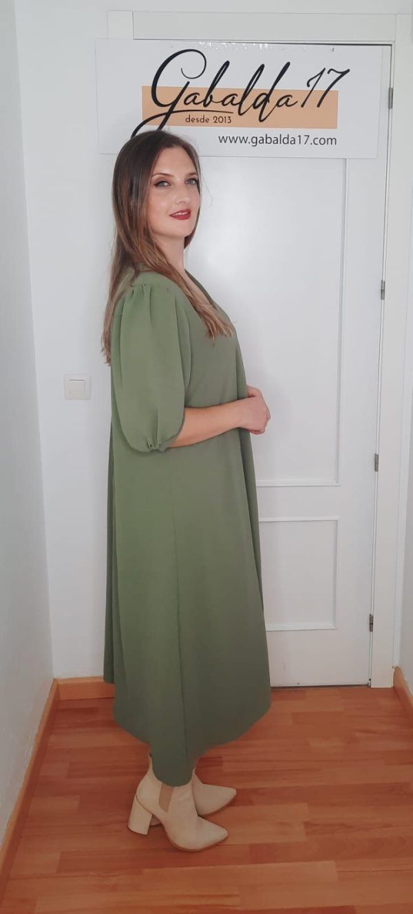 Vestido básico verde.Comprar vestido midi básico.Gabalda17