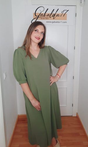 Vestido básico verde.Comprar vestido midi básico.Gabalda17