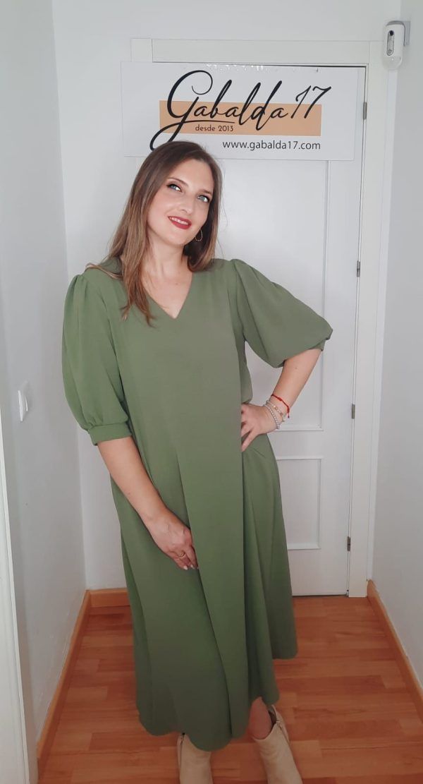 Vestido básico verde.Comprar vestido midi básico.Gabalda17