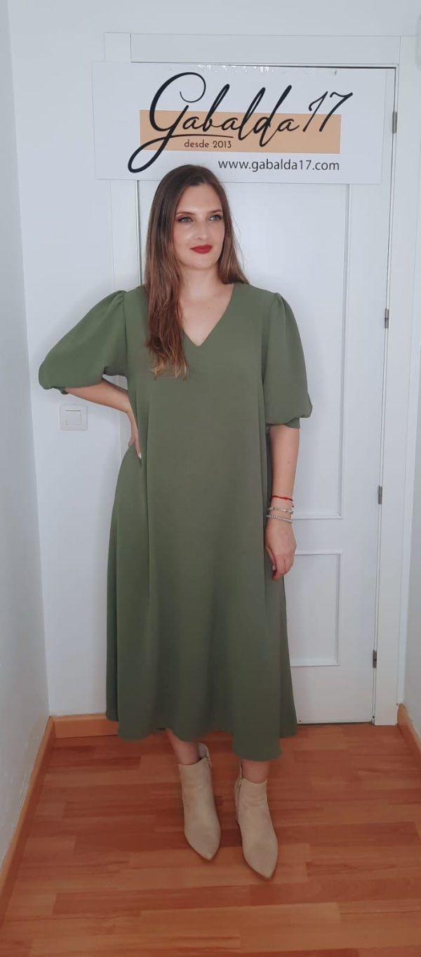 Vestido básico verde.Comprar vestido midi básico.Gabalda17