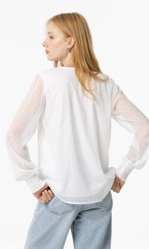 Blusa de plumeti blanca Tiffosi.Comprar blusa de plumeti.Gabalda